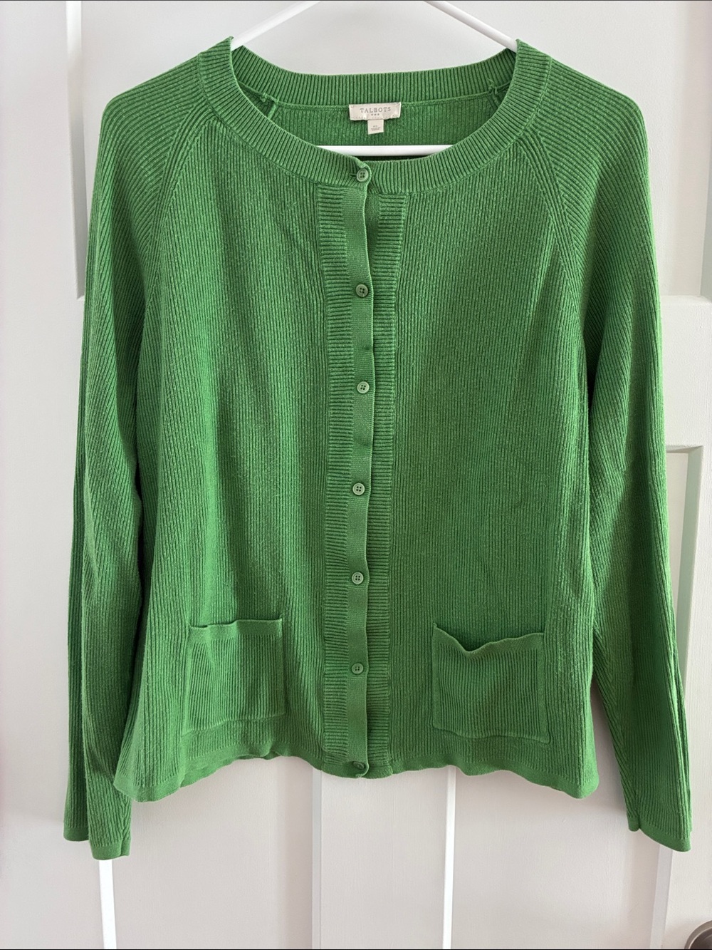 Talbots Kelly Green Button-Front Cardigan Sweater